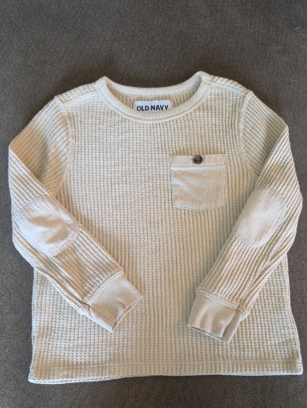 Old Navy Cream Waffle Knit Pullover with Pocket